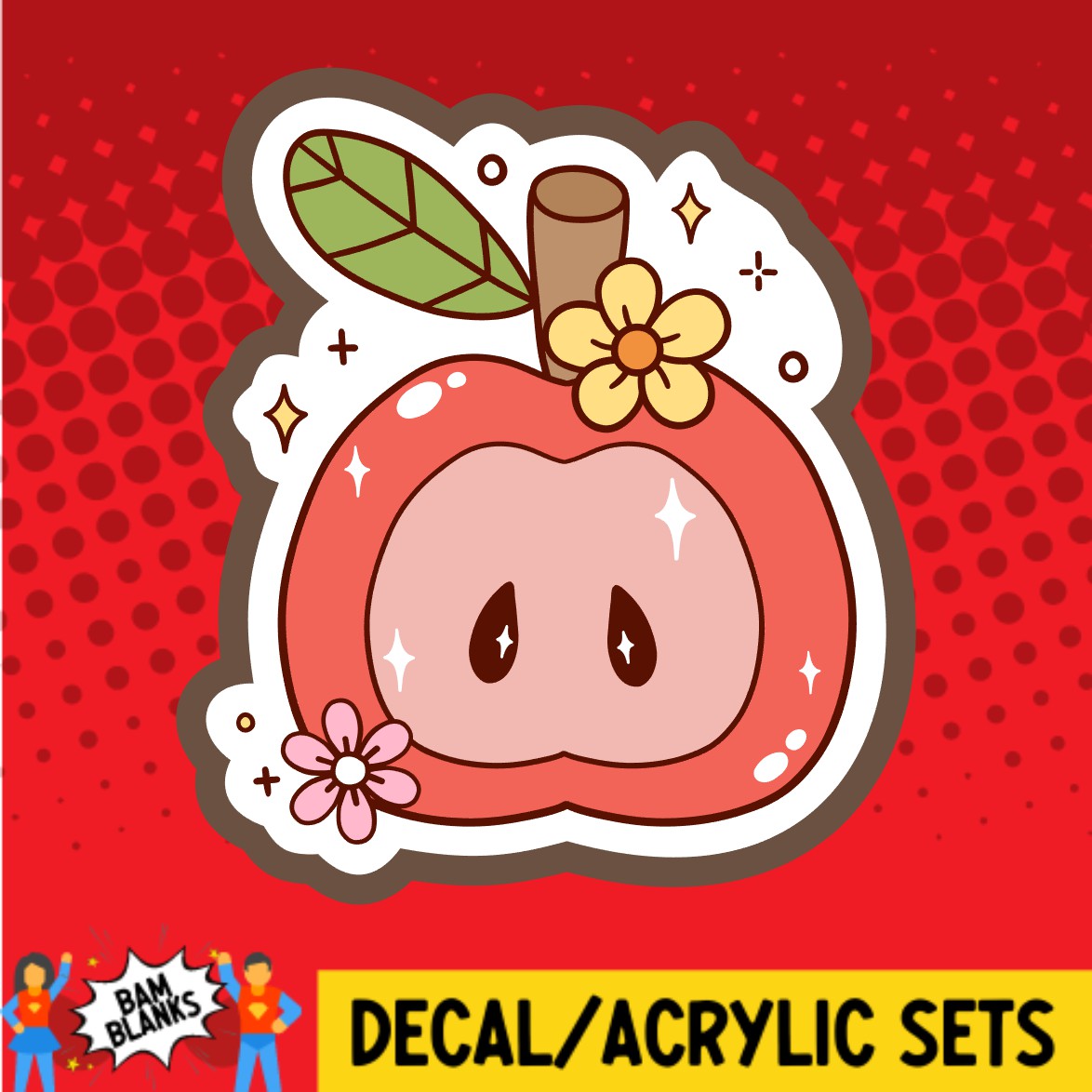 Groovy Half Apple - DECAL AND ACRYLIC SHAPE #DA03302