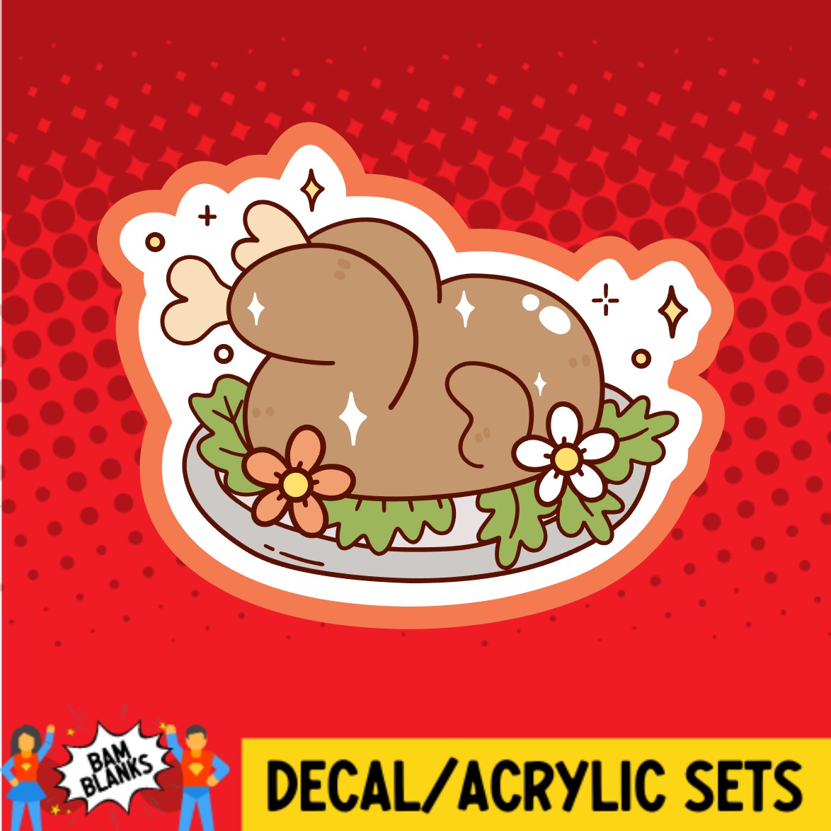 Groovy Thanksgiving Cooked Turkey - DECAL AND ACRYLIC SHAPE #DA03350