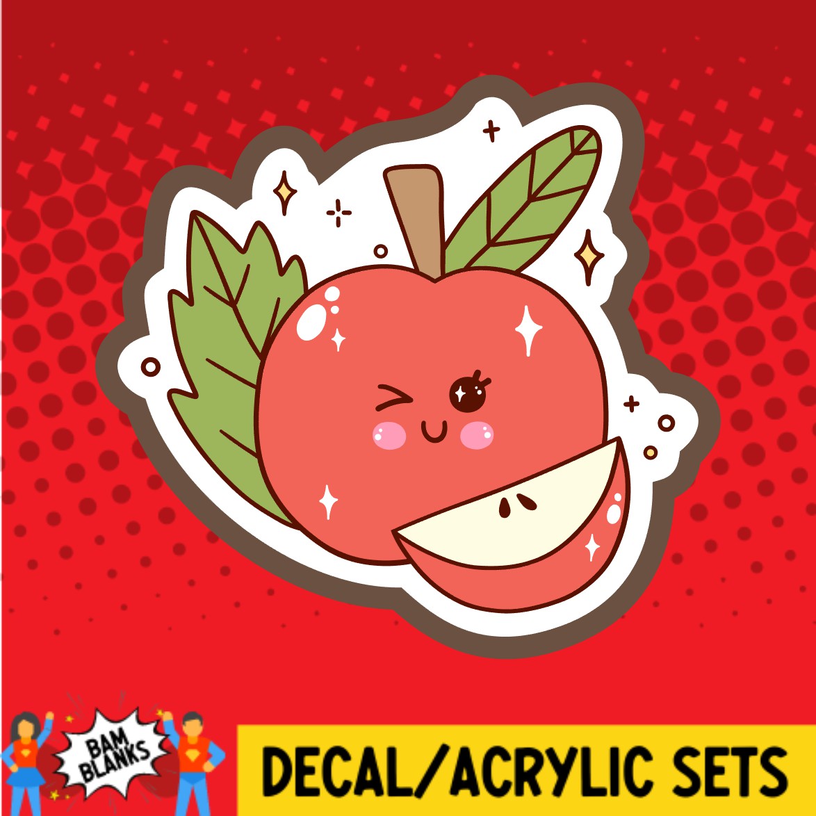 Groovy Winking Apple - DECAL AND ACRYLIC SHAPE #DA03310