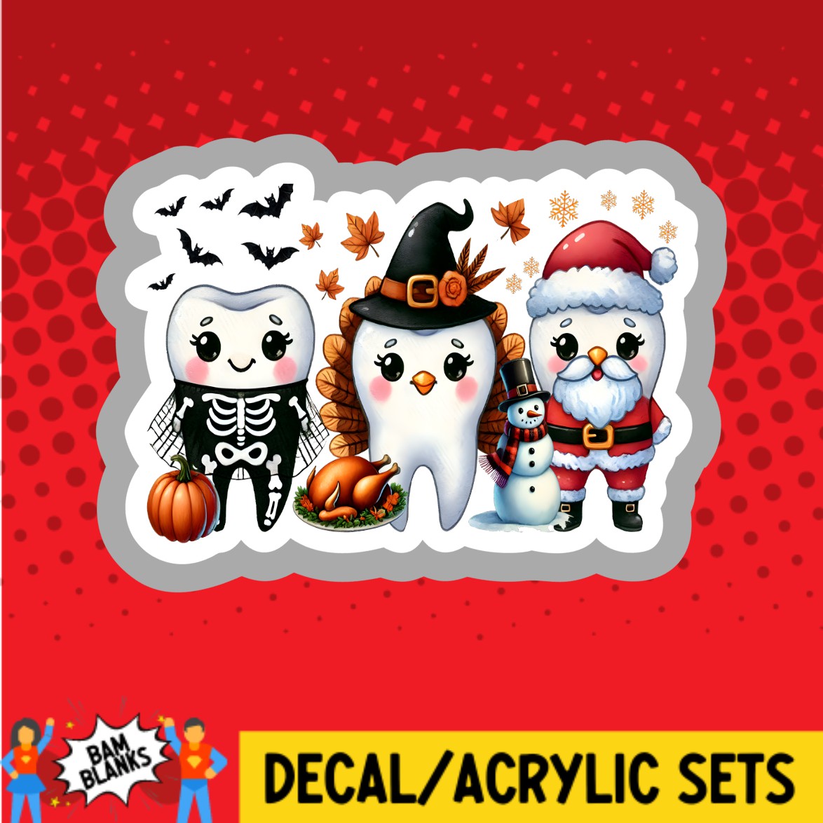 HalloThanksMas Teeth - DECAL AND ACRYLIC SHAPE #DA03343