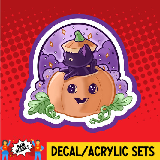 Halloween Cat and Pumpkin - DECAL AND ACRYLIC SHAPE #DA02289