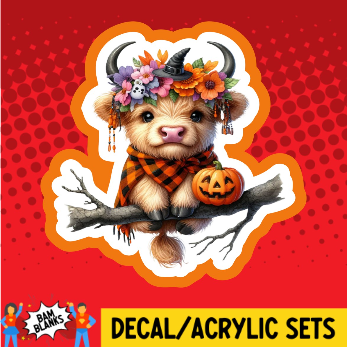 Halloween Cow on Tree - DECAL AND ACRYLIC SHAPE #DA02700