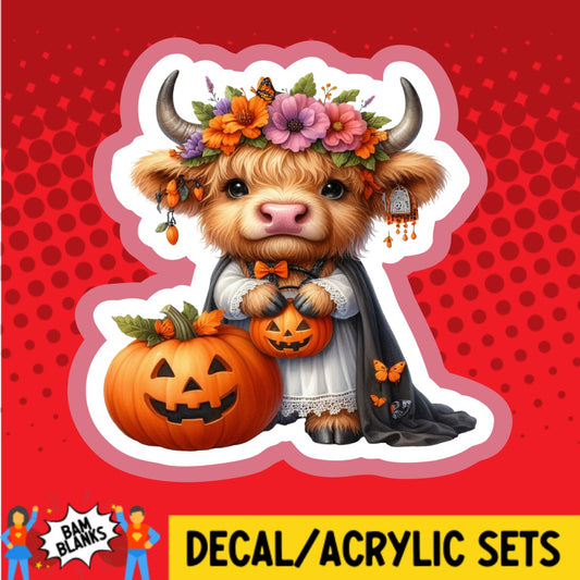 Halloween Cow with Pumpkins - DECAL AND ACRYLIC SHAPE #DA02701