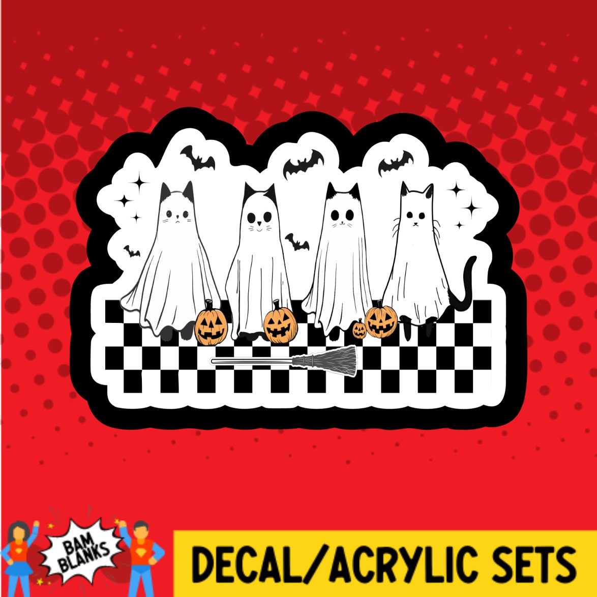 Halloween Ghost Cats - DECAL AND ACRYLIC SHAPE #DA03346