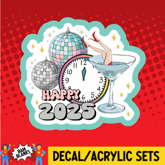 Happy 2025 Martini - DECAL AND ACRYLIC SHAPE #DA03502