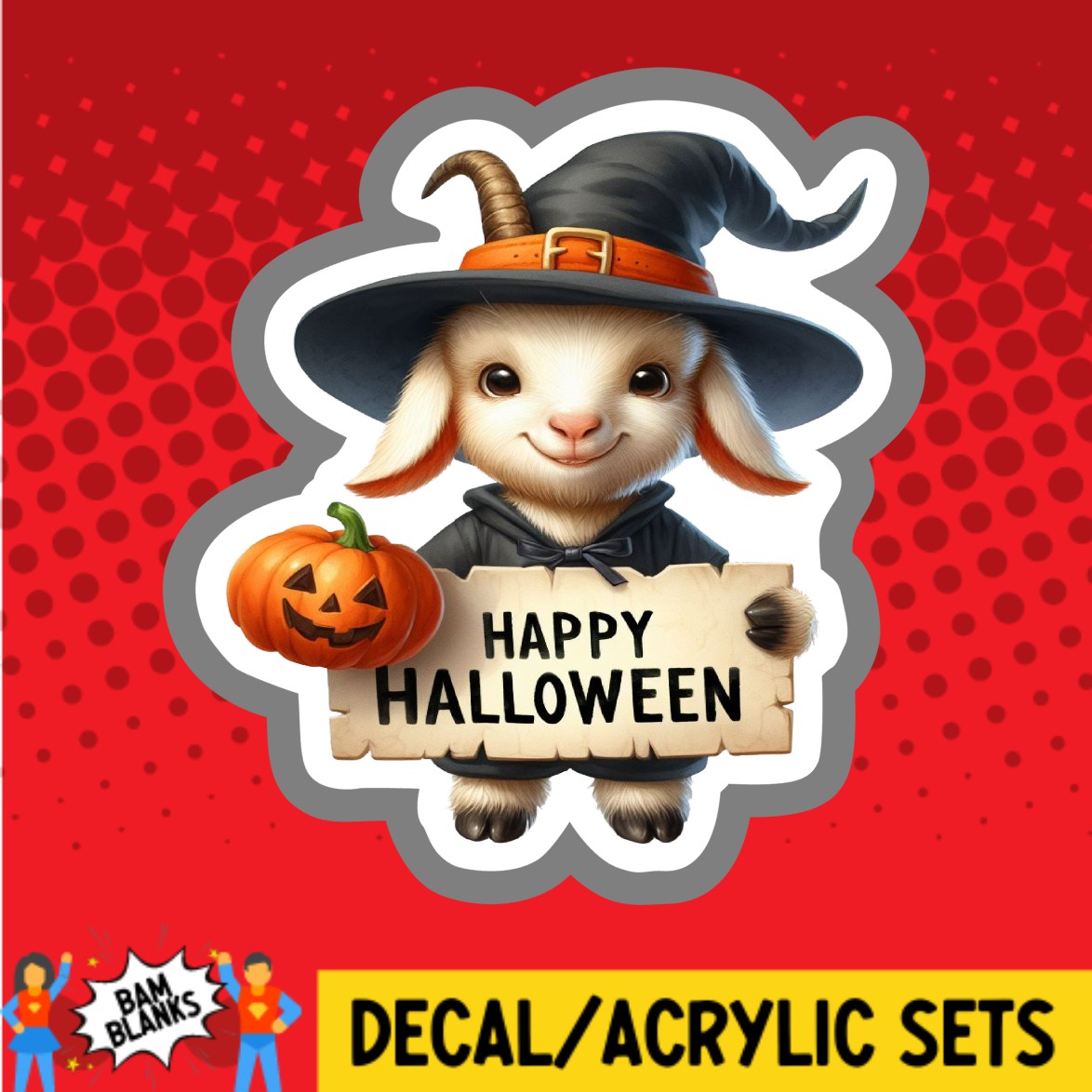 Happy Halloween Goat - DECAL AND ACRYLIC SHAPE #DA02771