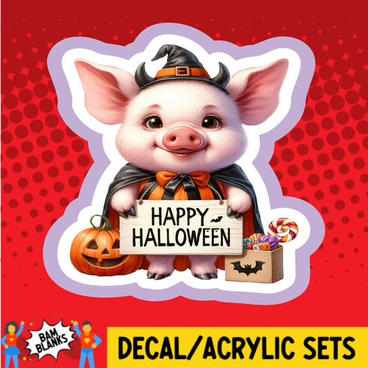 Happy Halloween Pig - DECAL AND ACRYLIC SHAPE #DA02774