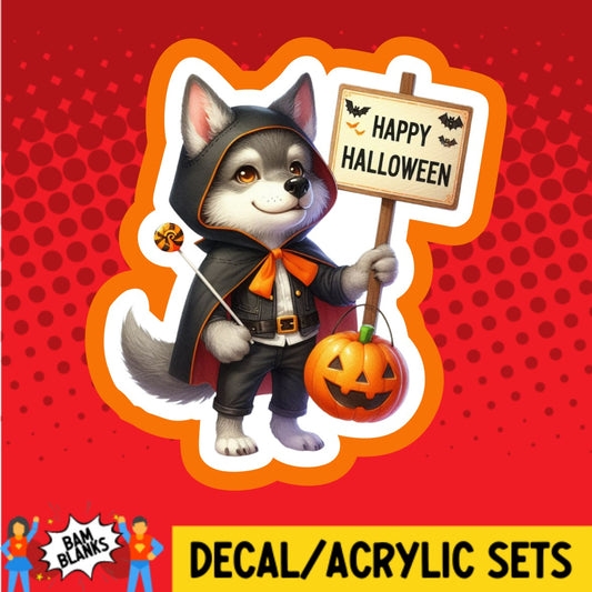 Happy Halloween Wolf - DECAL AND ACRYLIC SHAPE #DA02775