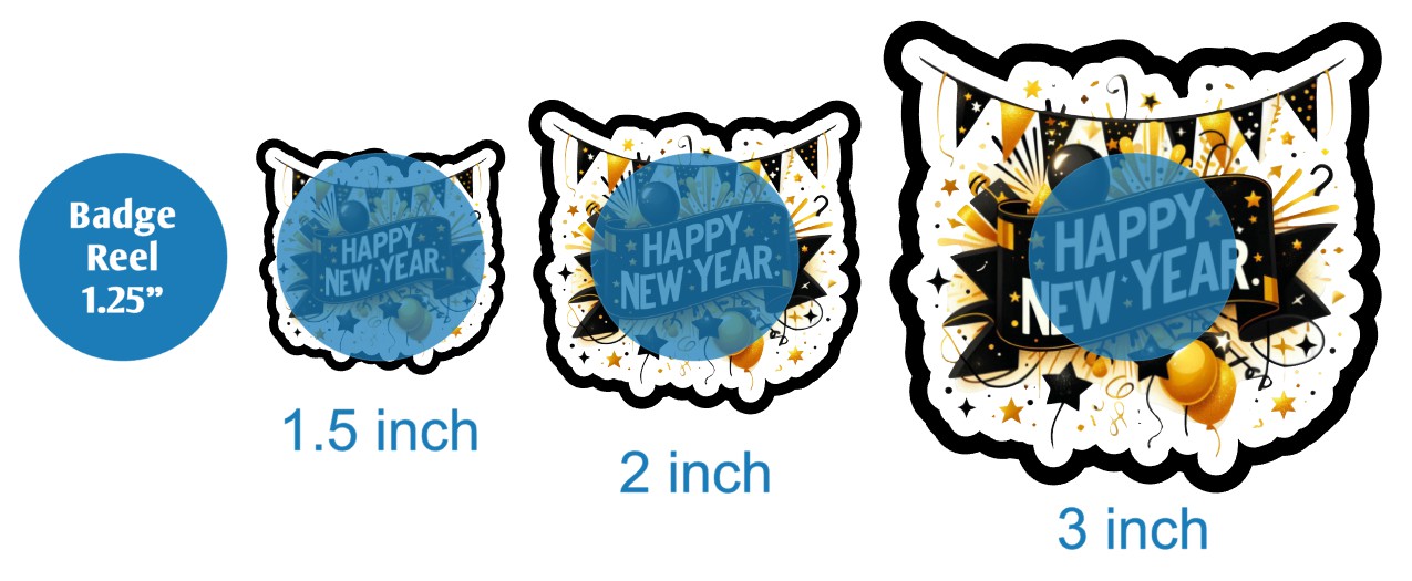 Happy New Year Flags and Balloons - DECAL AND ACRYLIC SHAPE #DA03430