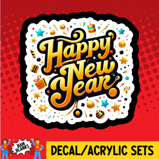 Happy New Year Gold - DECAL AND ACRYLIC SHAPE #DA03431