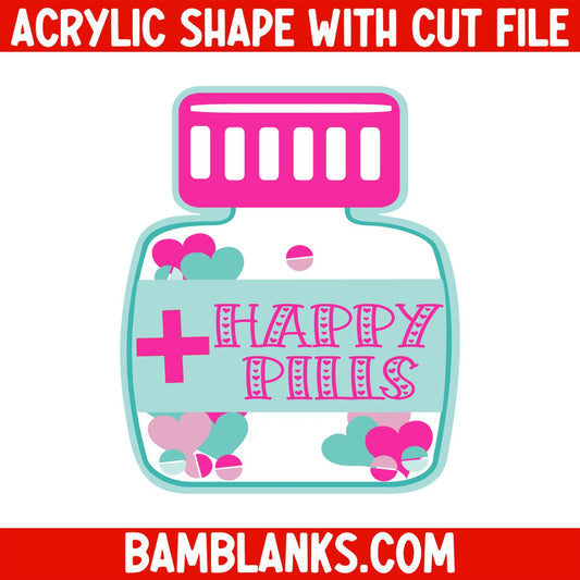 Happy Pill - Acrylic Shape #1274