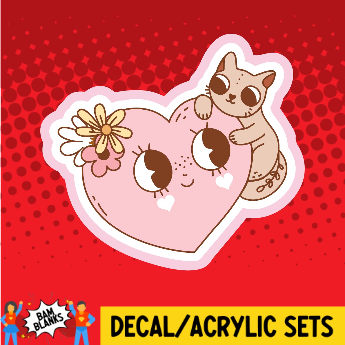 Heart with Cat - DECAL AND ACRYLIC SHAPE #DA02174