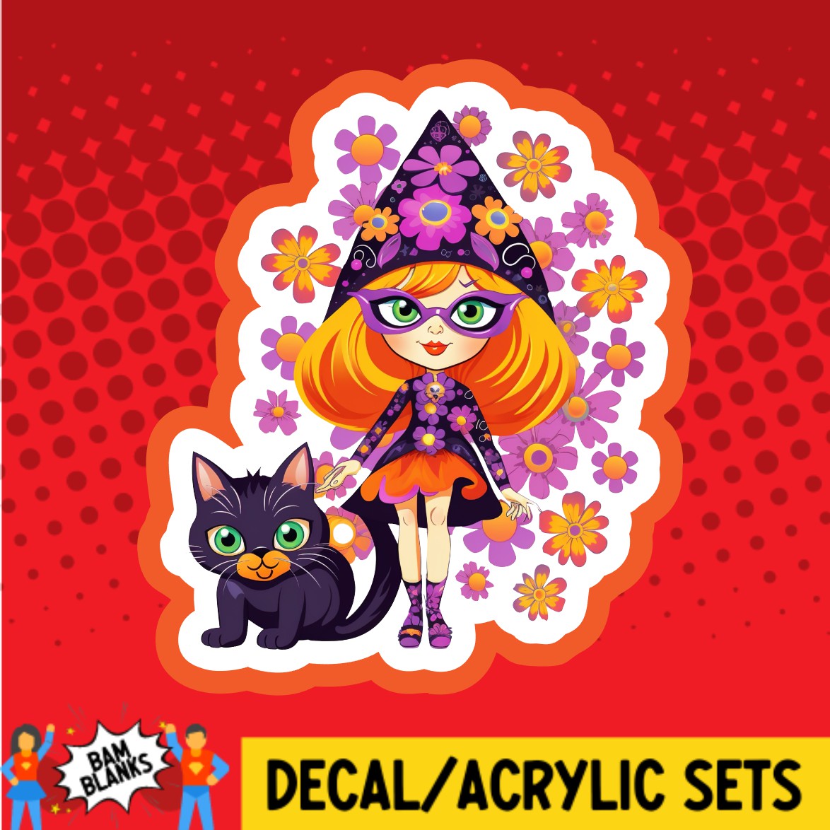 Hippie Witch - DECAL AND ACRYLIC SHAPE #DA02293