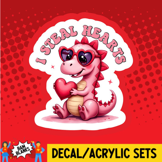 I Steal Hearts Dino 2 - DECAL AND ACRYLIC SHAPE #DA03476