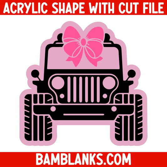 Jeep with Bow Center - Acrylic Shape #483