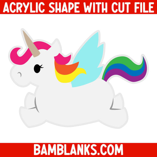 Jumping Unicorn Pegasus - Acrylic Shape #482