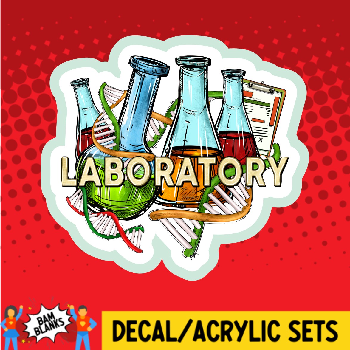 Laboratory with Beakers - DECAL AND ACRYLIC SHAPE #DA02268