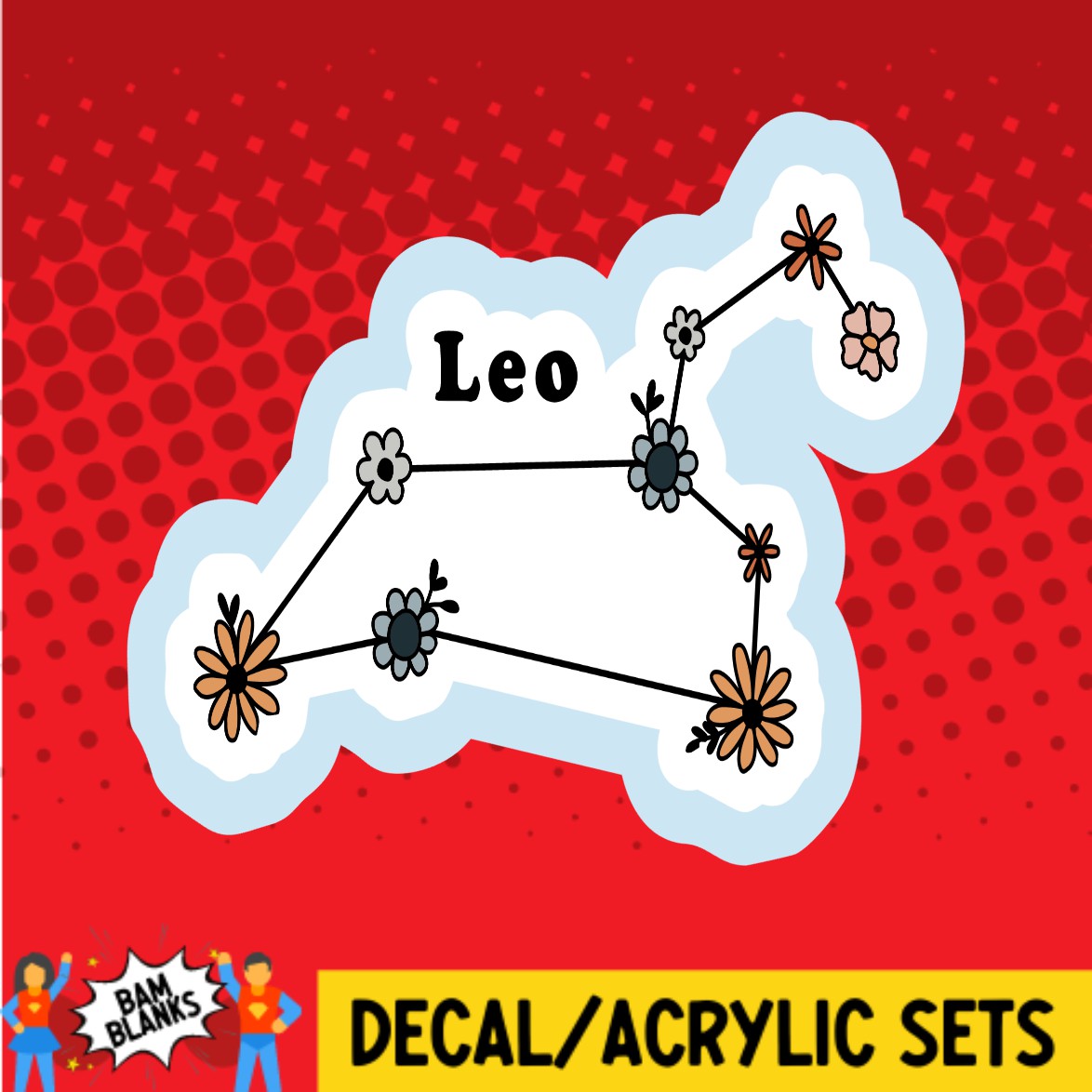 Leo Floral Zodiac - DECAL AND ACRYLIC SHAPE #DA03144