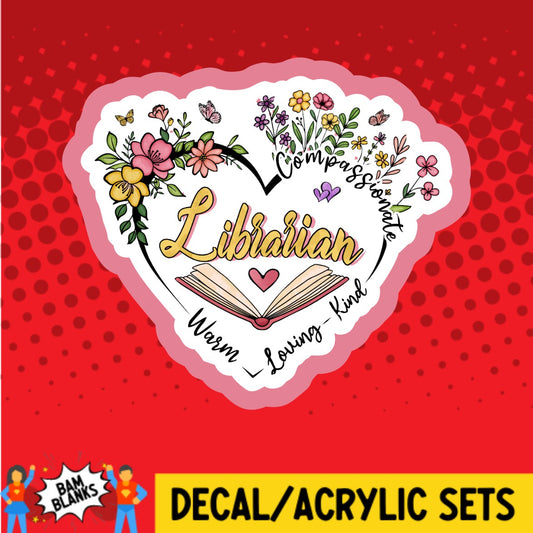 Librarian Floral Heart - DECAL AND ACRYLIC SHAPE #DA03203