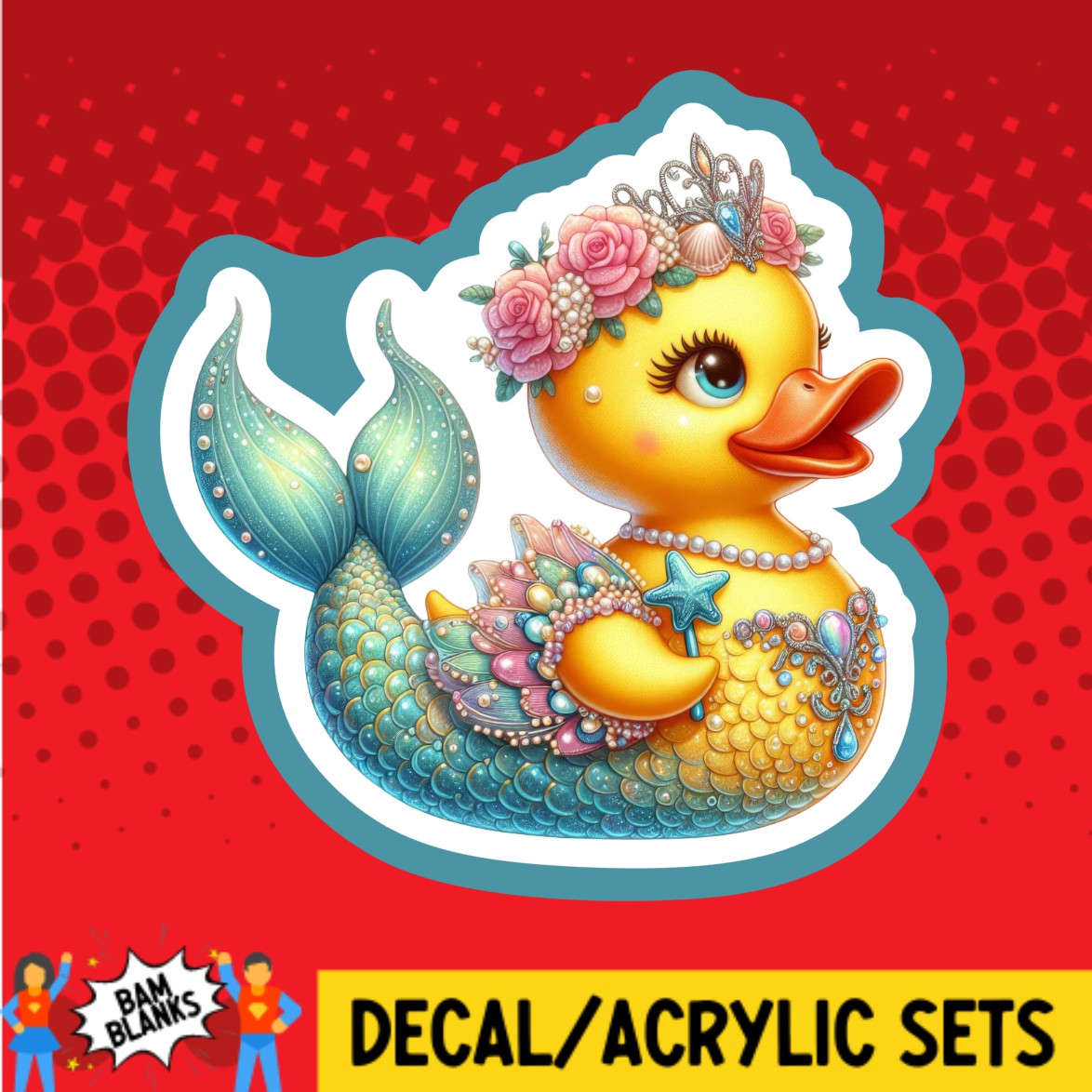 Mermaid Duck - DECAL AND ACRYLIC SHAPE #DA02737