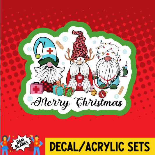 Merry Christmas Nurse Gnomes - DECAL AND ACRYLIC SHAPE #DA02826