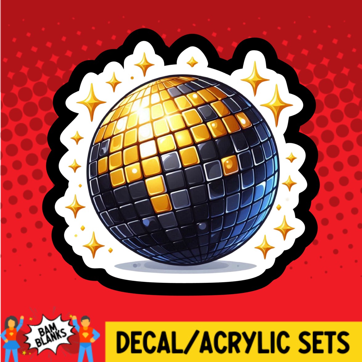 New Year Disco Ball Gold - DECAL AND ACRYLIC SHAPE #DA03506