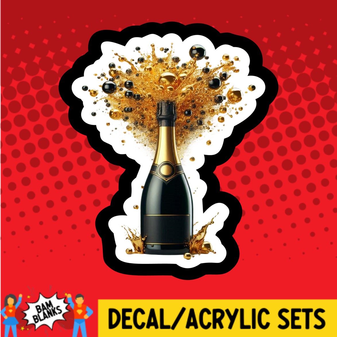 New Year Exploding Champagne - DECAL AND ACRYLIC SHAPE #DA03507