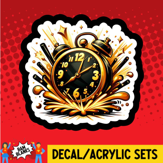 New Years Clock Gold - DECAL AND ACRYLIC SHAPE #DA03432