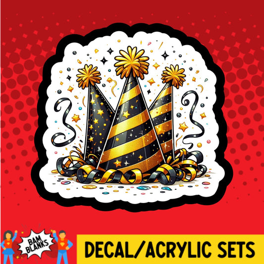 New Years Party Hats - DECAL AND ACRYLIC SHAPE #DA03434