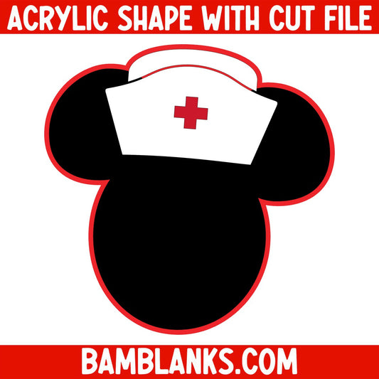 Nurse Girl Mouse - Acrylic Shape #264