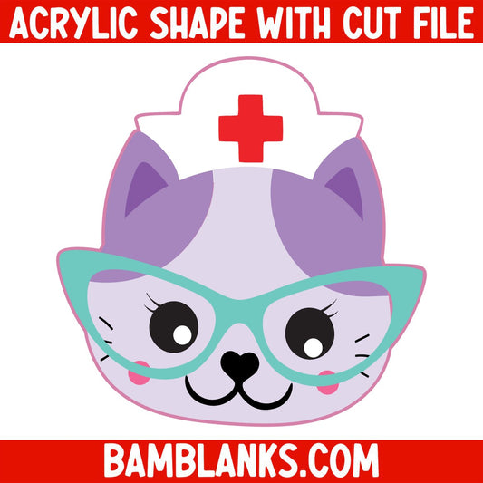 Nurse Kitten with Cat Eyes - Acrylic Shape #1403