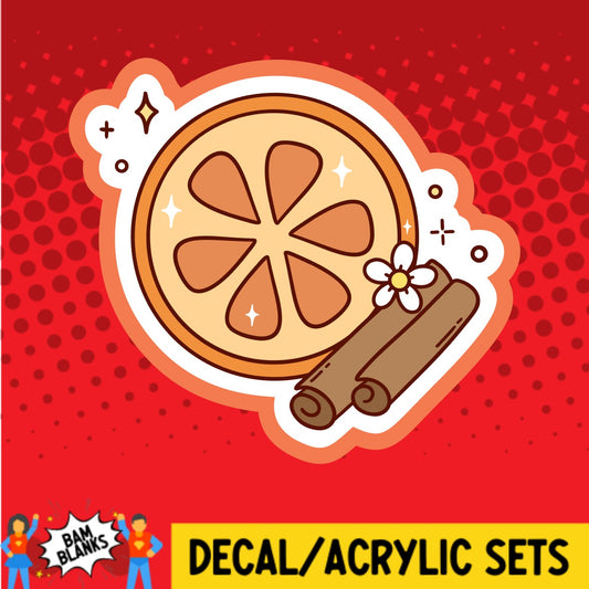 Orange Slices and Cinnamon Sticks - DECAL AND ACRYLIC SHAPE #DA03311