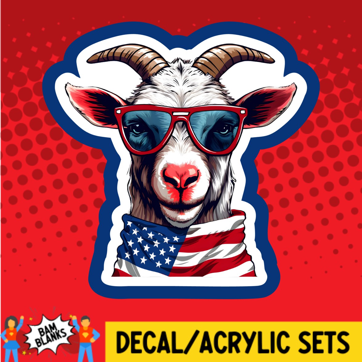 Patriotic Goat - DECAL AND ACRYLIC SHAPE #DA03273