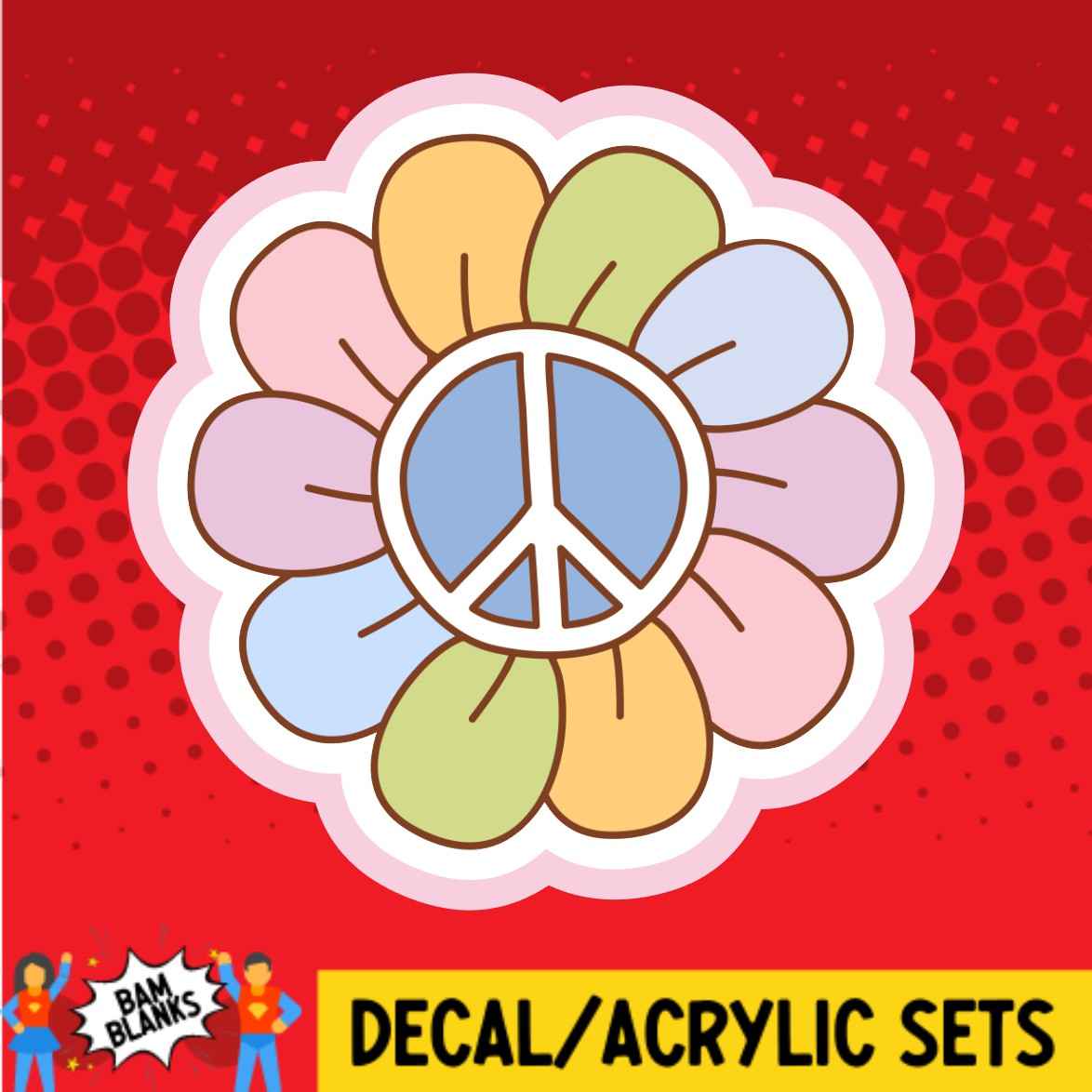 Peace Sign Flower - DECAL AND ACRYLIC SHAPE #DA02175