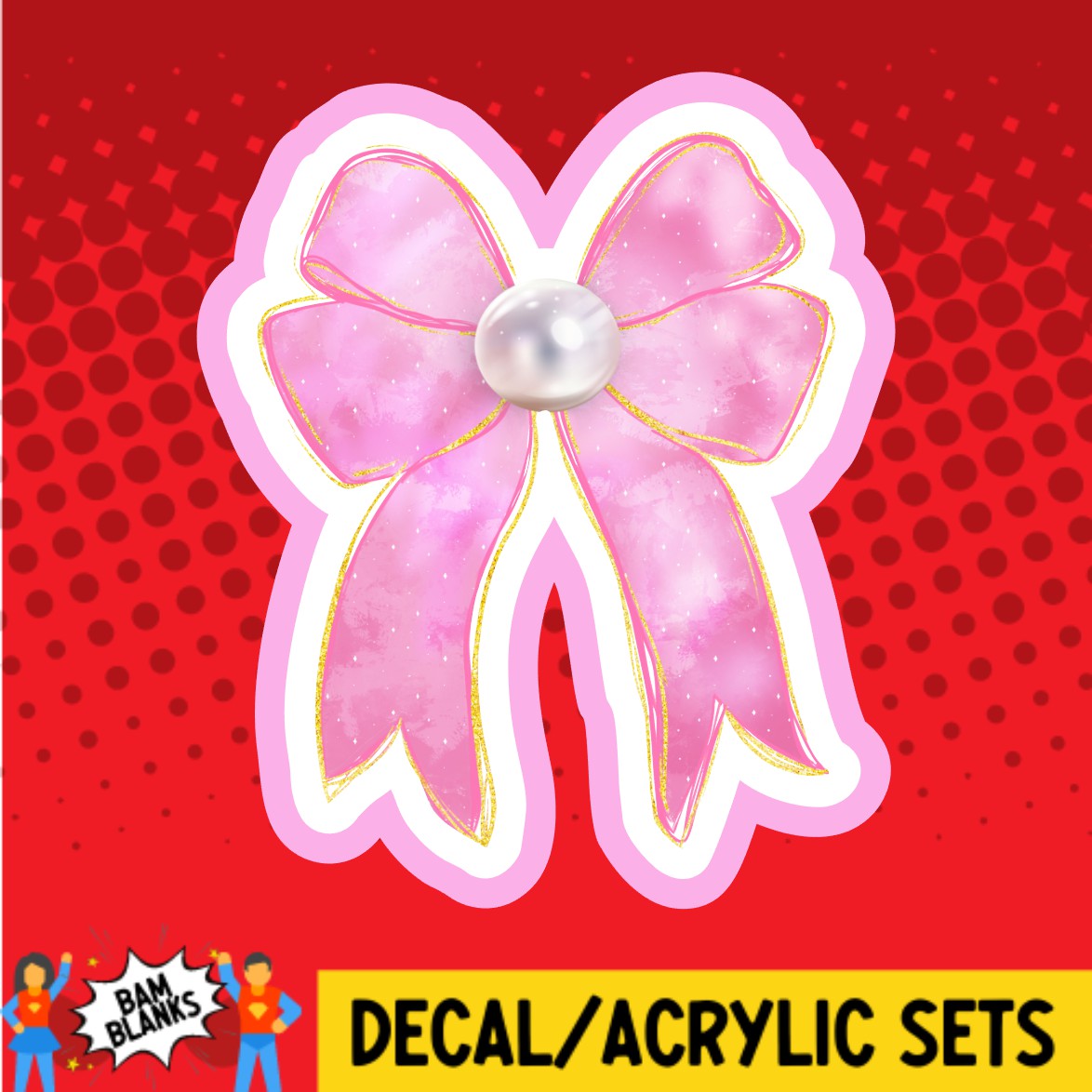 Pink Bow - DECAL AND ACRYLIC SHAPE #DA02407 – BAM Blanks and More