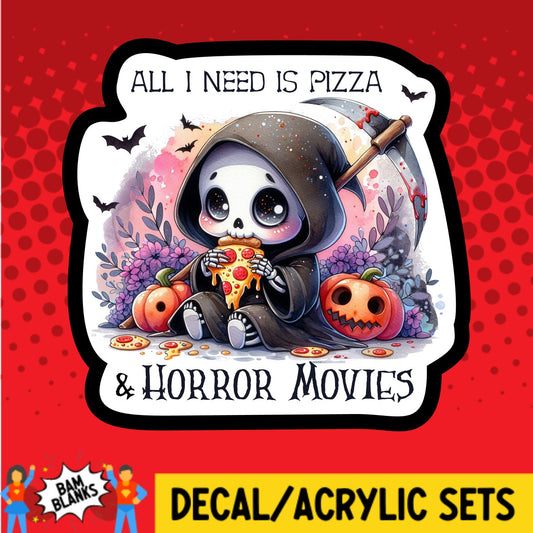 Pizza and Horror Movies Grim Reaper - DECAL AND ACRYLIC SHAPE #DA03019