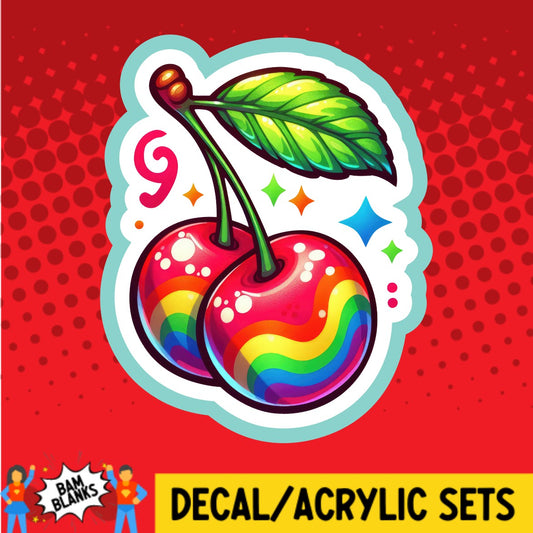 Rainbow Cherries - DECAL AND ACRYLIC SHAPE #DA02351