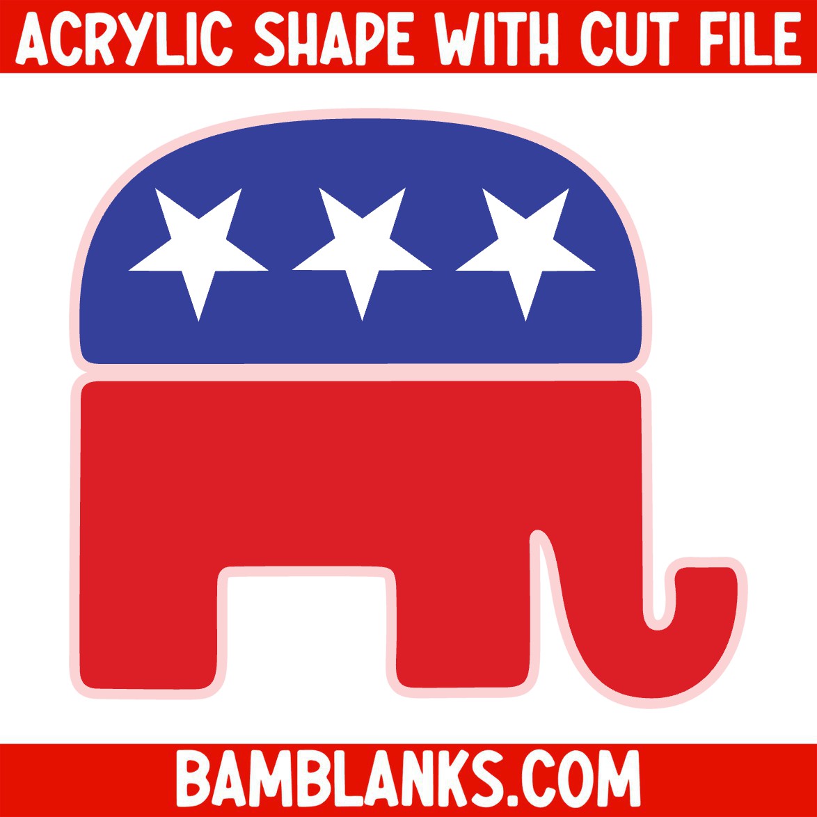 Republican Elephant - Acrylic Shape #938