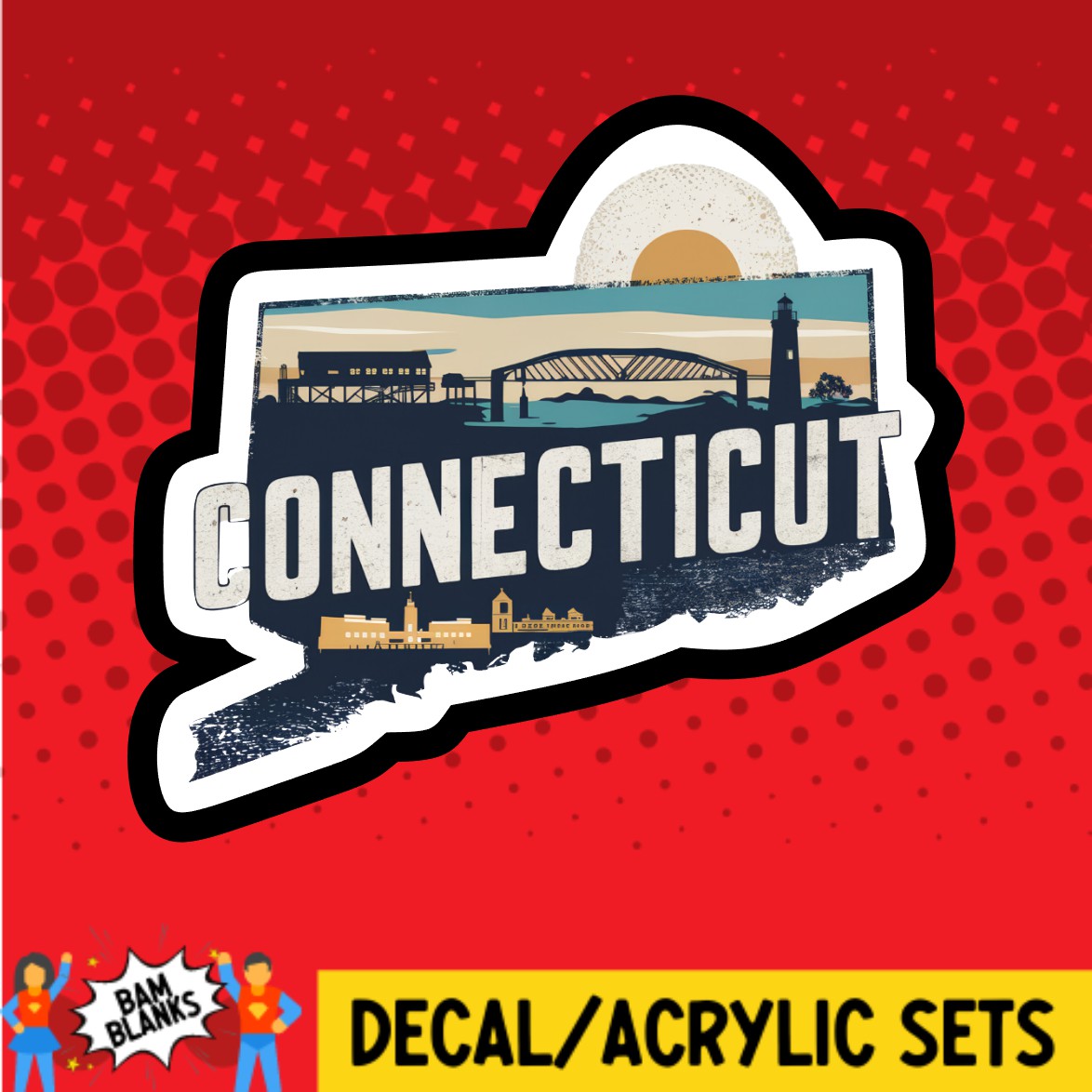 Retro Connecticut - DECAL AND ACRYLIC SHAPE #DA03053