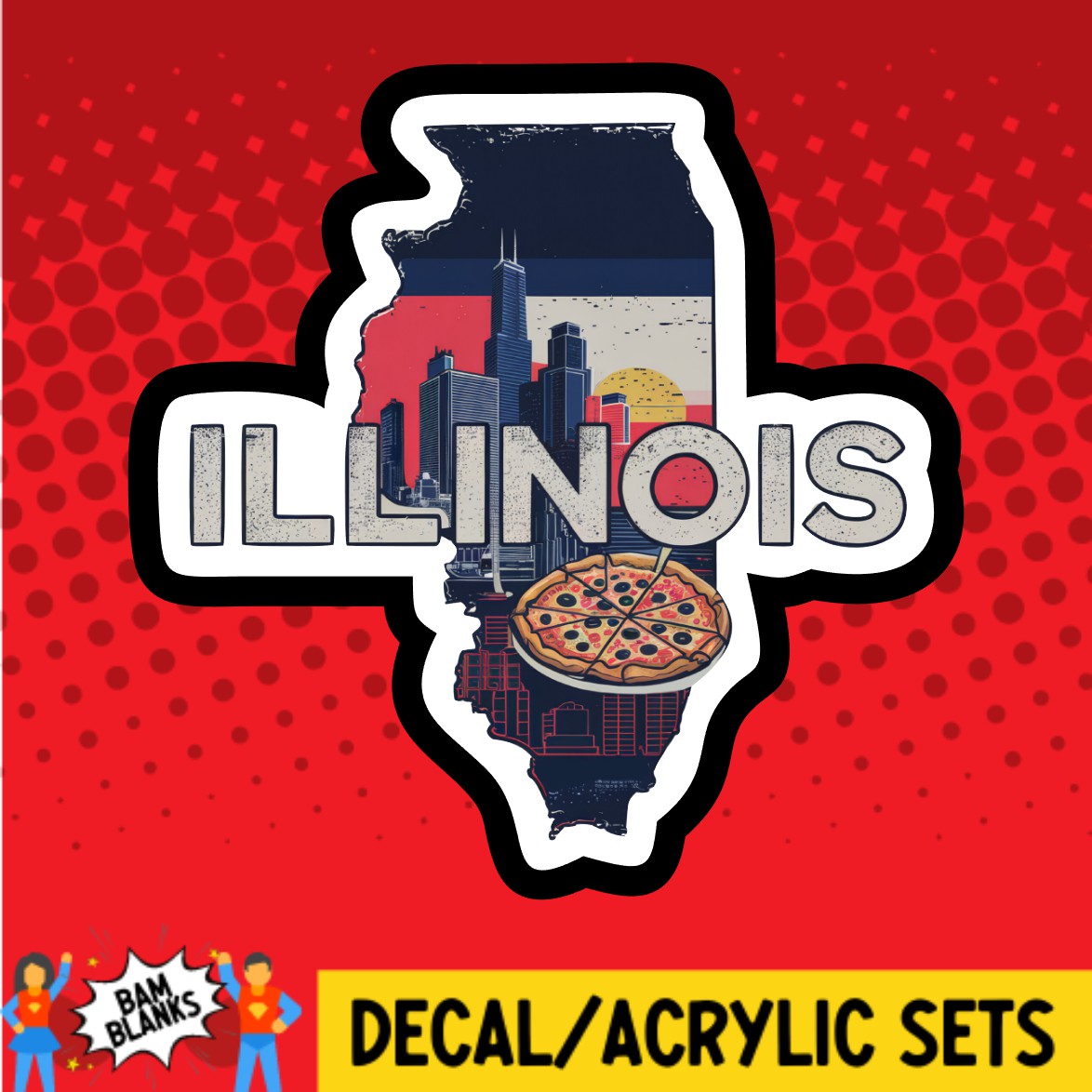 Retro Illinois - DECAL AND ACRYLIC SHAPE #DA03059