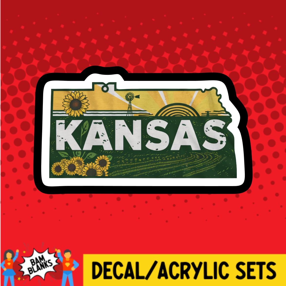 Retro Kansas - DECAL AND ACRYLIC SHAPE #DA03062