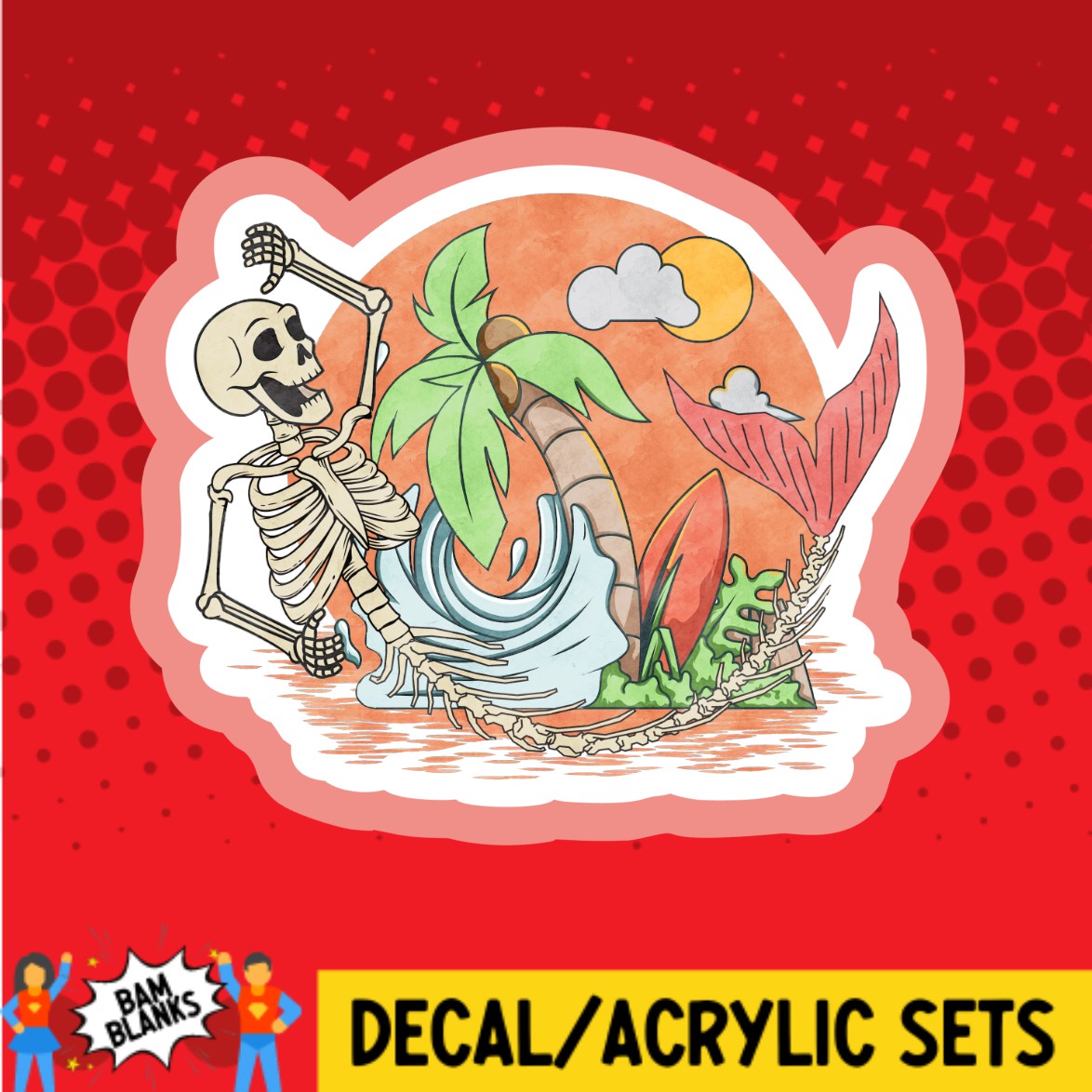 Retro Mermaid Skeleton - DECAL AND ACRYLIC SHAPE #DA02889