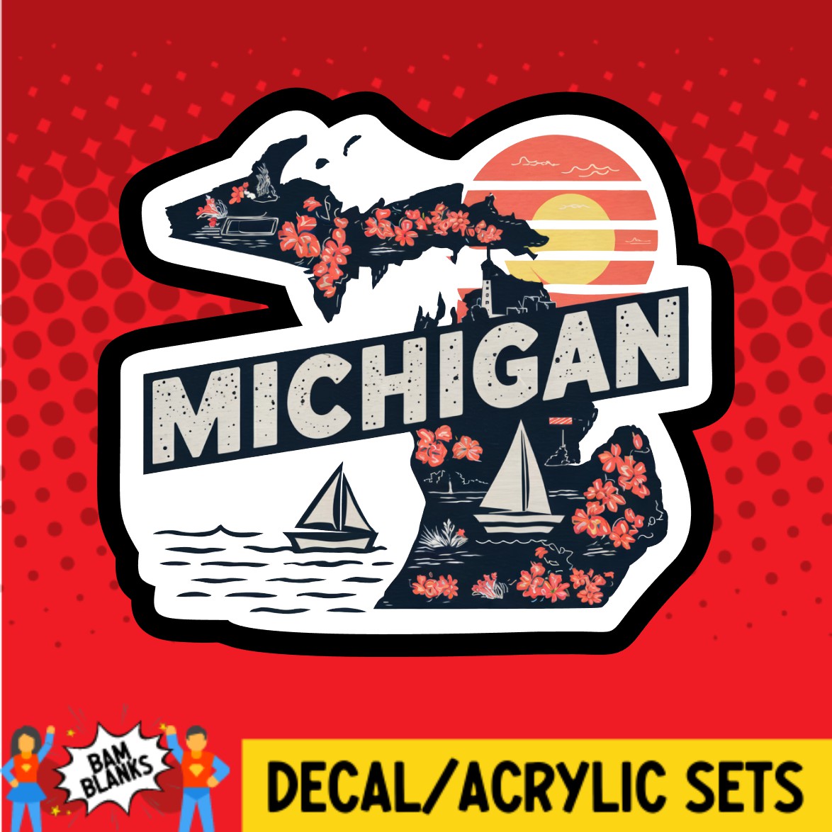 Retro Michigan - DECAL AND ACRYLIC SHAPE #DA03068