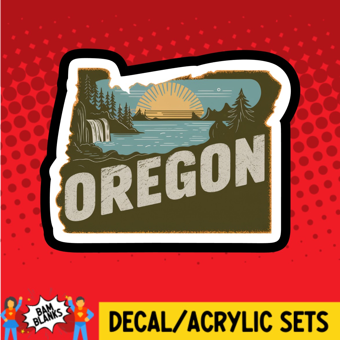 Retro Oregon - DECAL AND ACRYLIC SHAPE #DA03083