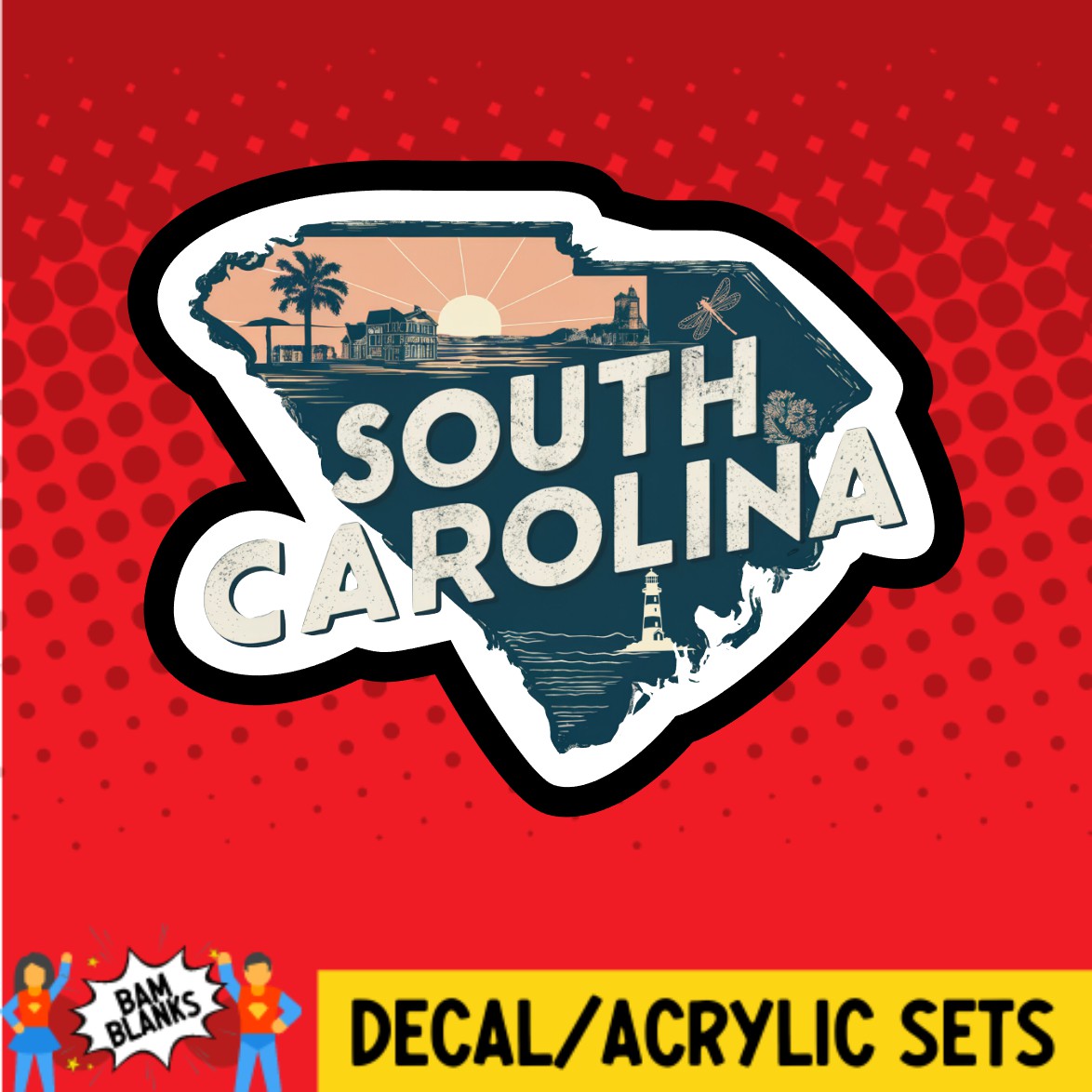 Retro South Carolina - DECAL AND ACRYLIC SHAPE #DA03086 – BAM Blanks ...
