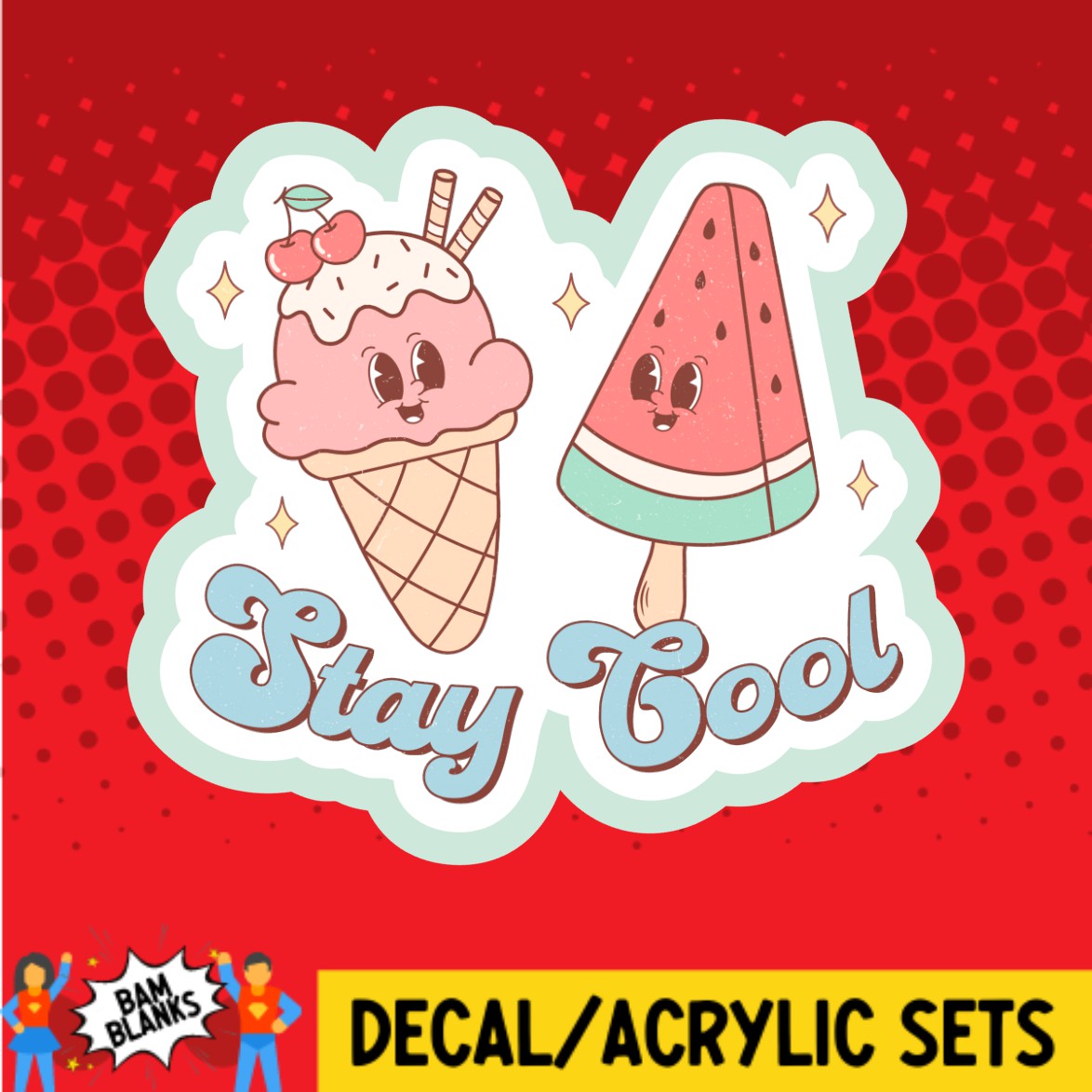 Retro Summer Stay Cool - DECAL AND ACRYLIC SHAPE #DA02654