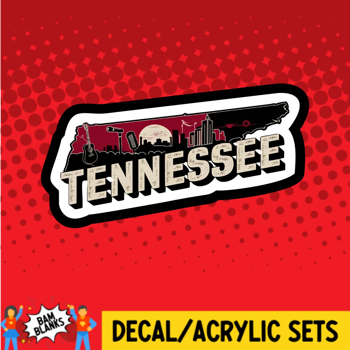 Retro Tennessee - DECAL AND ACRYLIC SHAPE #DA03088 – BAM Blanks and More