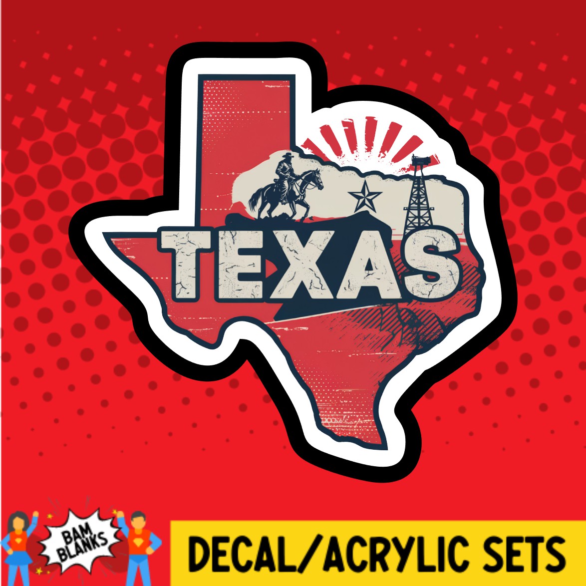 Retro Texas - DECAL AND ACRYLIC SHAPE #DA03089