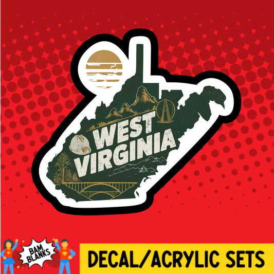 Retro West Virginia - DECAL AND ACRYLIC SHAPE #DA03094