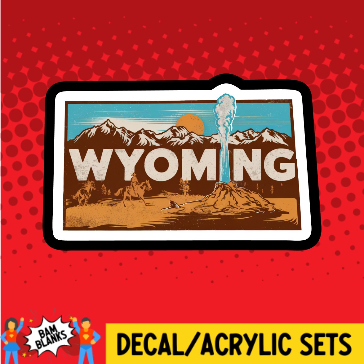 Retro Wyoming - DECAL AND ACRYLIC SHAPE #DA03096